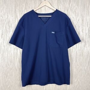 FIGS Leon Two-Pocket Scrub Top in Navy